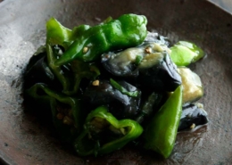 茄子と万願寺唐辛子の油煮