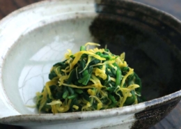 菊菜と菊花のお浸し