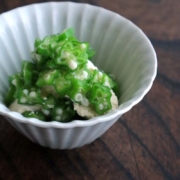 手作り豆腐オクラがけ
