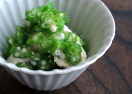 手作り豆腐オクラがけ