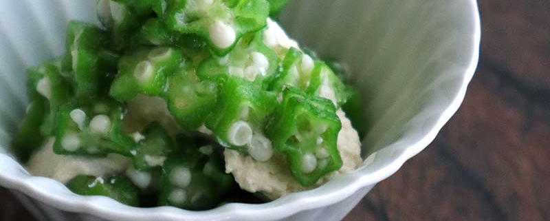 手作り豆腐オクラがけ