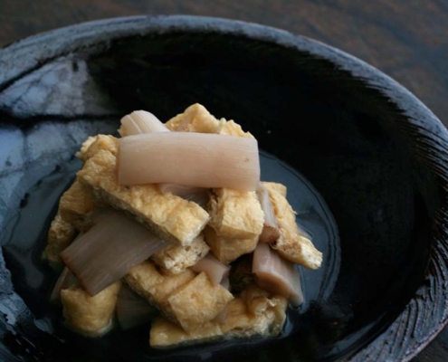 里芋の葉柄「ずいき」のお浸し